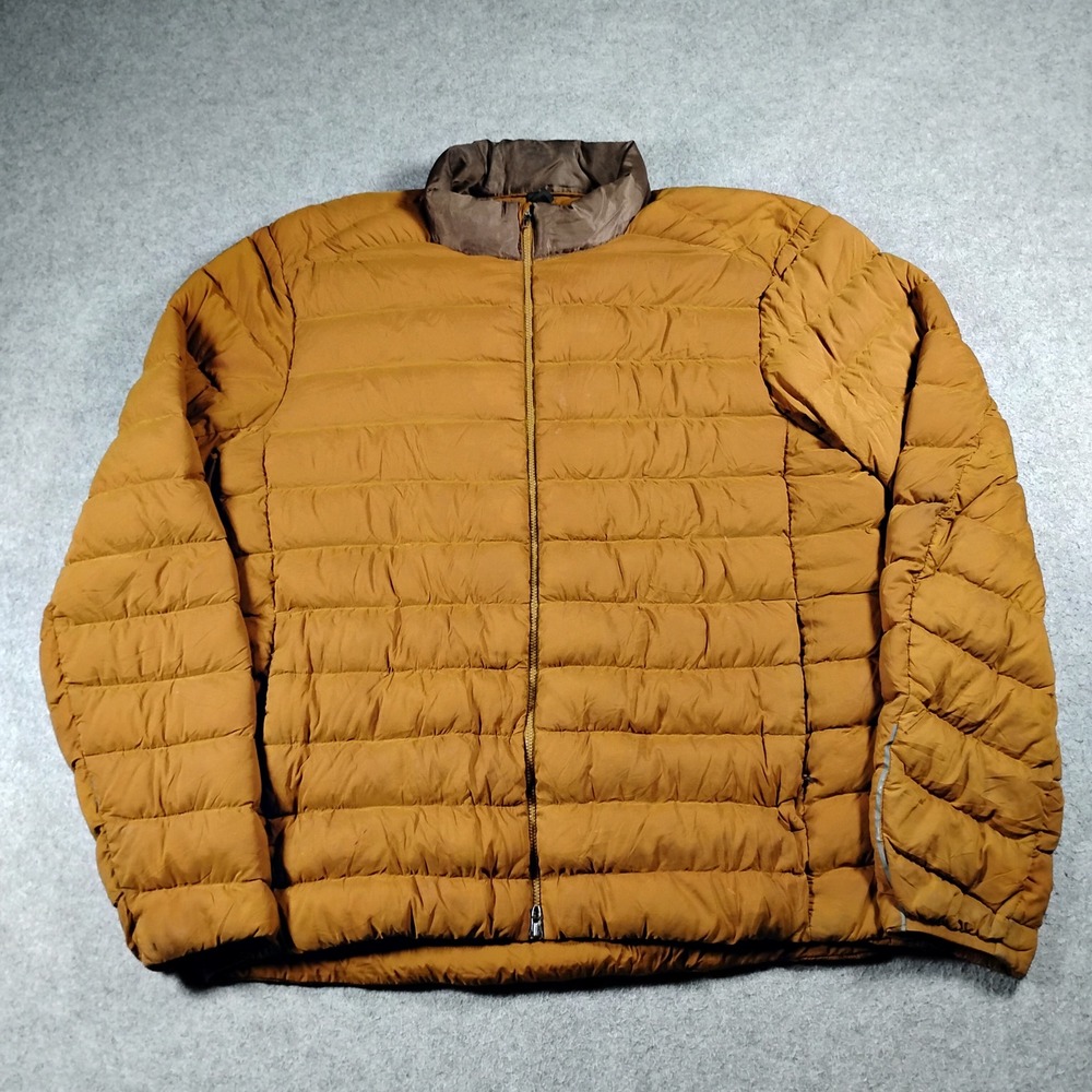 Lululemon Mens Mustard Yellow Quilted Puffer Jacket Size Medium Full Zip Padded